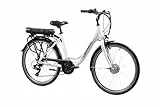 F.lli Schiano E-Moon, E Bike für die Stadt 26 Zoll, 36V 13Ah Abnehmbarer Akku, Motor 250W 40Nm, City Ebike für Herren/Damen, Weiss