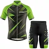 Lixada Kurzarm Radtrikot Herren Atmungsaktives Sommer Kurzarm-Bike-Shirt und Radhose gepolsterte Shorts,MTB-Fahrrad-Anzug für Radsport Outdoor Sport