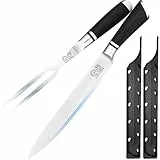 XYJ Carving Knife Set, 10 Inch Slicing Knife and Fork, Stainless Steel Professional Carving Knife, Meat Cleaver Knife With Ergonomic Handle, Kitchen Knife for Home