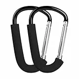 LALAGO Kinderwagen-Haken, 2er-Pack 16cm Karabinerhaken, Groß Karabiner für Kinderwagen, Kinderwagen Karabiner, Federschnallen mit Schwamm, Haken für den Kinderwagen, Anhänger in universeller Passform