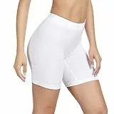 SIHOHAN Radlerhose Damen kurz, Unterhosen mit Bein Boxershorts Damen Kurze Leggings Shorts, Unterziehhose Hose unter Kleid Radler Unterwäsche, hohe Taille und Bequem(1 X Weiß,S)