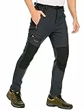 DAFENP Herren Wanderhose Skihose Wasserdicht Softshellhose Winddicht Winter Outdoorhose Snowboardhose Warm Gefüttert Trekkinghose KZ1635M-DarkGrey-L