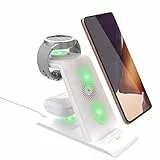SPGUARD 3 in 1 Drahtloses Ladegerät kompatibel mit Galaxy Watch 8 40mm 44mm/8 Classic 46mm/Ultra (2025) 47mm/7/6/5,für Galaxy S26 Ultra/Galaxy S26/S26+/Z Flip 7/FE/Z Fold 7,für Galaxy Buds 4 Pro/3
