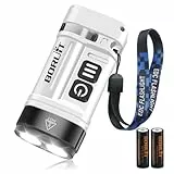 BORUIT U10 LED Kleine EDC Taschenlampe mit Clip,Mini Taschenlampe Schlüsselanhänger mit Weiß & RGB LEDs, Magnetisch,AA oder Wiederaufladbar, IPX4 Wasserdicht für Camping Notfall
