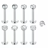 WillTen 8Pcs Tragus Piercing Helix Piercings Labret Piercing Lippenpiercing, 16G 8mm Tragus Piercing Silber Helix Piercings Medusa Piercing Ohrpiercing Chirurgenstahl Piercing Ohr Helix Conch