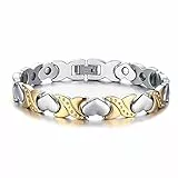JewelryWe Schmuck Magnet Therapie Kugel Perle Perlen Edelstahl Armband Link Handgelenk Kette Silber Damen (Herz)