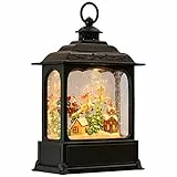 Eldnacele Schneekugel-Laterne mit Timer, beleuchtet, USB/batteriebetrieben, wirbelndes Wasser, glitzernde Laterne
