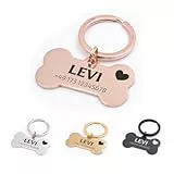 FELLSOCKE Hundemarke mit Gravur aus Edelstahl, Individuell gravierbar, Robuste Tiermarke, Dogtag Anhänger Hunde, Pferde, Katzen & Welpen (Roségoldfarben, 40x21 mm)