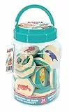 LUDI - Badememorie, 2-in-1, Set zum Zusammenbauen von Tierpaaren und Puzzle, ab 18 Monaten, 24 Teile aus wasserfestem Schaumstoff, inklusive Aufbewahrungsbehälter, Meeresmotiv