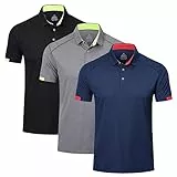 HUAKANG 3er Pack Poloshirt Herren Kurzarm Schnelltrocknend Atmungsaktives Casual Polohemd Tennis Polo Shirts Männer Sommer Outdoor Sports Golf T-Shirt 0506-Black Grey Navy-XL