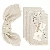 Showgeous 12 Stück Leinen Baumwoll Servietten mit Fransen 45x45cm Dinner Stoffservietten Baumwolle Leinen Mischgewebe Servietten Waschbar Wiederverwendbar Servietten für Hochzeit Dinner Party(Beige)