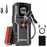 KATOROE Starthilfe Powerbank für Pkw mit Kompressor 150PSI, 4000A Auto Starthilfe Bis zu All Benzin und 9.0L Dieselmotor mit LCD & Multifunktions-Taschenlampe