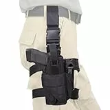 Goldmiky Pistolenholster, Beinholster, Einstellbare Tactical Holster, Verdecktes Tragen Taktisch Waffenholster, Rechtshänder Holster, mit Magazinbeutel, Atmungsaktiv, Passend für Jede Pistolengröße
