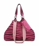 Fritzi Izzy Canvas Zebra Pink Shopper Baumwollmix Damen Handtasche Festival City Beach vegan abnehmbares Brillenetui Zebraprint 36 x 50 x 16 cm, Pink
