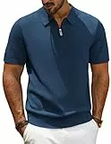 PJ PAUL JONES Poloshirts für Herren Kurzarm Retro Strick Polo Herren Tshirt Marineblau L