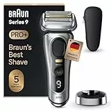 Braun Series 9 Pro+ Rasierer Herren Elektrisch, Elektrorasierer mit 5 Pro Rasierelementen, Rasierapparat ProTrimmer & Ladestation, 60 Min Laufzeit, Wet & Dry, Made in Germany, 9517s, Silber