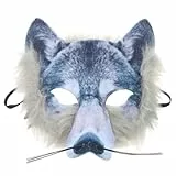 Toyvian 3D Wolf Maske Halloween Wolfsmaske Halbes Gesicht Wolfskopfmaske Realistische Gruselige 3D Tierkopfmasken für Kinder Erwachsene Karnevalsparty Kostüm Maskerade Silber