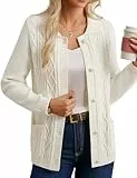 GRACE KARIN Strickjacke Damen Lang Revers Knöpf Cardigan Damen mit Tasche Herbst Strickpullover Jacke Warm