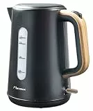 Bestron Wasserkocher mit 360° Basis, inkl. Kochstopp-Automatik & Trockenlaufschutz, 1.7 Liter Fassungsververmögen, 2200 Watt, AWK2200BW, Farbe: Schwarz / Holz