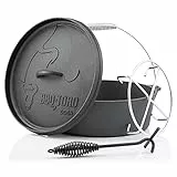 BBQ-Toro Dutch Oven Alpha Serie | 5,5 Liter (DO6AX), Topf ohne Füße | bereits eingebrannt - preseasoned | Gusseisen Kochtopf | Bräter mit Deckelheber