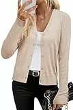 Arach&Cloz Strickjacke Damen Wolle Blend V Ausschnitt Cardigan Langarm Strickmantel Solid Strickpullover mit Knopf (A-Aprikose,L)