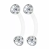 KJM FASHION 2 STK Flexibles Acryl Banana Barbell 1,2mm 16g 8mm 5/16 Inch 3mm Halbe Kugel Helix Labret Lip Daith Ohrringe Labret Piercing Schmuck 0909