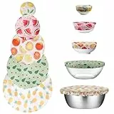 5 Stück Baumwolle Brot Schüssel Abdeckungen, Wasserdichtes Abdeckhauben Lebensmittel, Wiederverwendbare Stoff Abdeckhaube, Lebensmittel Staubdichte Abdeckung mit Gummizug, für Glassalat-Schüssel, Topf