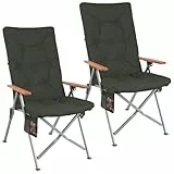 Homecall Campingstuhl Faltbar 150kg Belastbar Hochlehner Luxus Klappstuhl Camping Stuhl mit 4 Positionen Verstellbar mit 4,5cm Dicke Gepolstert Angelstuhl für Garten Balkon Wohnmobil (2, Dunkelgrau)