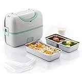 InnovaGoods® 3-in-1 elektrischer Dampfgarer mit Rezepten, ermöglicht das Erhitzen, Kochen und Dämpfen. Hält das Essen warm. Elektrische Lunchbox mit 2 herausnehmbaren Tabletts, Eierkocher.