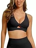 ABOCIW Sport-BHS für Damen, gedreht, überkreuzter Rücken, gepolstert, Workout-Tank-Tops, geringer Aufprall, Fitnessstudio, Yoga-BH, #2 Schwarz, small