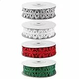 Milisten 4 Rollen 5 Schneeflockenband Spitzenband Weihnachten Schneeflocke Trim Band Wickelband Schneeflocke Dekorative DIY Scrapbook Nähen Band (4 Farben)