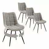 WOLTU Esszimmerstühle drehbar 4er Set Küchenstuhl Polsterstuhl Wohnzimmerstuhl Sessel mit Rückenlehne, Sitzfläche aus Samt, Metallbeine, Hellgrau EZS87hgr-4