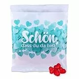 Fruchtgummi Herzen 10er Pack à 50 g – Schön, dass du da bist – leckere Trolli Gummiherzen-Tüten mit 10% Fruchtsaft – perfektes Dankeschön, Gastgeschenk oder Mitgebsel für jeden Anlass