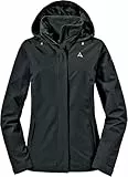 Schöffel Damen Jacket Gmund L, wind- und wasserdichte Regenjacke, atmungsaktive Outdoor Jacke, Wanderjacke mit verstaubarer Kapuze, black, 36