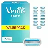 Gillette Venus Smooth Rasierklingen, 16 Original Ersatzklingen, Blau - Damenrasierer, Klingen für Nassrasierer für Eine Glatte Rasur mit 3 Klingen, Die Eine Schnelle Und Gründliche Rasur Ermöglichen