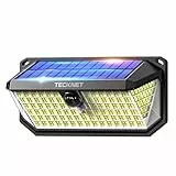 TECKNET Solarlichter für Außen mit Bewegungsmelder 416 LED, 1 Stück LED Solar Wandleuchte, 300° Aussenleuchte, IP66 wasserdichte Solarlampen, Solarstrahler für Garten, Wand, und Outdoor Beleuchtung