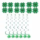 BESTOYARD St. Patricks Day Luftballons Banner Banner Deko Spiralen mit Vierblättriges Kleeblatt Anhänger St. Patricks Day Dekoration 18 Stück (Grün)