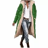 ZWDC Damen Langer Wintermantel mit Kapuze Reißverschluss Taschen Warm Gefütterte Jacke Frauen Winterparka Zweifach Tragbar Lange Steppjacke für Alltag Büro Reisen Outdoor
