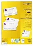 SIGEL DP839 bedruckbare Visitenkarten hochweiß, 150 Stück (15 Blatt), 85x55 mm, beidseitig bedruckbar und satiniert, 200 g, aus nachhaltigem Papier