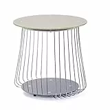 Inter Link - Couchtisch - Beistelltisch - Sofatisch - Wohnzimmertisch - Gestell aus Metall - Obere Platte aus Glas Pantone Grau - Für Wohnzimmer, Arbeitszimmer, Schlafzimmer - 50 x 50 x 50 cm - Rivoli