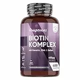 Biotin Komplex mit Keratin 25mg, Selen, Zink - 400 vegane Tabletten - 1+ Jahre Vorrat - Biotin trägt zur Erhaltung normaler Haare bei (EFSA) - Frei von Magnesiumstearat - WeightWorld
