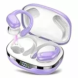 CASCHO Bluetooth Kopfhörer Sport, Kopfhörer Kabellos Bluetooth 5.3, 60 Std Kabellose Kopfhörer mit Tiefer Bass, In Ear Kopfhörer mit 4 ENC Klarer Mic, IPX7 wasserdichte Ohrhörer mit Ohrhaken Violett