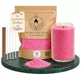 NaDeco Kerzensand mit Duft und Docht, 450g, Kerzen selber Machen, Kerzenwachs & Kerzendocht, Duftwachs Aroma Duft Kerze Candle Sand, Pflanzliches Wachs Granulat, DIY Basteln, ㅤLotos