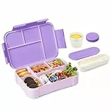 XJIANFU Brotdose Kinder mit Fächern,1200ml Auslaufsichere Bento-Box, Kinder-Lunchbox,Auslaufsicher Fächern,Jausenbox Brotbox für,Mädchen & Jungen,Mikrowelle/spülmaschinenfest (Purple)