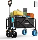 Litheli Electric Handcart Foldable with Motor & Brakes, 100 L, 50 kg, Suitable for Camping, Garden, Beach, Shopping (Schwarz, W1 Go with 1 Battery)