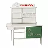 roba Kaufladen, Kinder Kaufmannsladen, Holz weiß, Verkaufsstand mit 4 Schubladen, Uhr, Tafel, Theke & Seitentheke