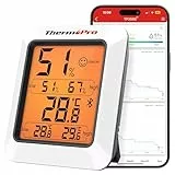 ThermoPro Thermometer Hygrometer 80m Bluetooth Raumthermometer Innen Temperatur und Luftfeuchtigkeitsmesser mit APP Datenexport für Innenraum, Büro, Weinkeller, Gewächshaus TP350