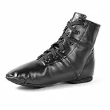 missfiona Jazz Tanzschuhe Damen Jazzschuh Tanzstiefel Segeltuch Ballsaal Tanz Flach(35 EU, Schwarz PU)