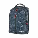 Walker Schulrucksack Elite 2.0 'Grey Polygon' mit 2 Fächern, Zippfach am Rücken, Schultasche inkl. RückenPolsterung, höhenverstellbares Tragesystem, verstellbaren Gurten