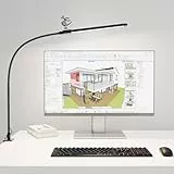 KableRika Schreibtischlampe LED dimmbar mit Gestensteuerung, Schreibtischlampe klemmbar mit 3 Farbmodi, Augenschutz-Tischlampe für Büro, Homeoffice & Monitor